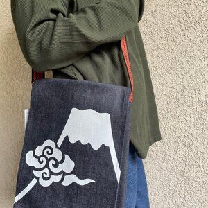 Denim Shoulder bag made in Japan Kurashiki-ya 9"x11"x2" Indigo Blue